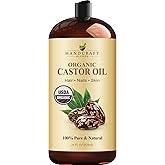 Handcraft Blends Organic Castor Oil - 28 Fl Oz - 100% Pure and Natural - Premium Grade Oil for Hair Growth, Eyelashes and Eye