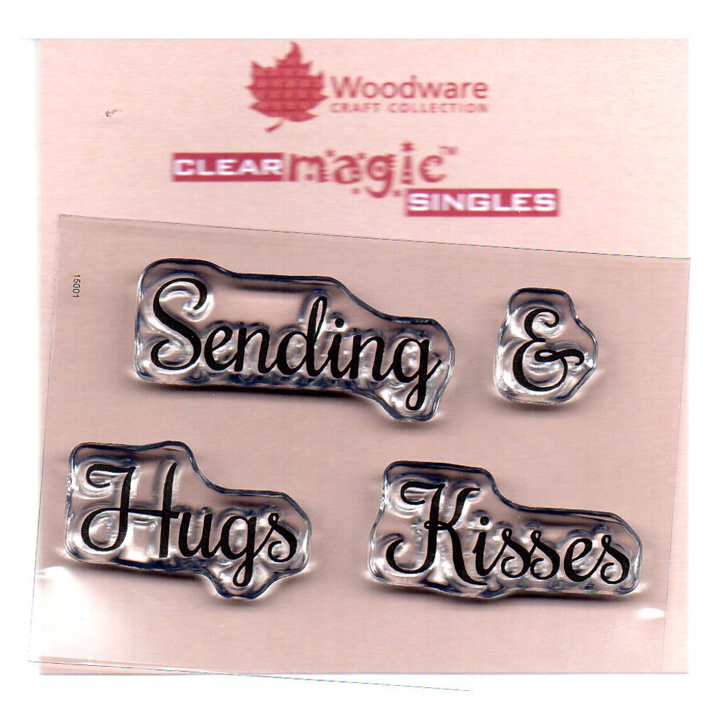Woodware JWS079 Clear Magic Minis Just Words-Sending Hugs Kisses, Plastic