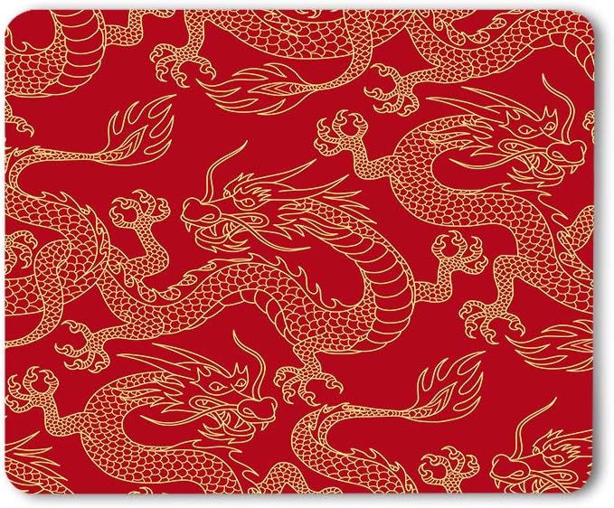 Moslion Dragon Mouse Pad Chinese Traditional Culture Tattoo Power Symbol Flying Mascot Animal Gaming Mouse Mat Non-Slip Rubber Base Thick Mousepad for Laptop Computer PC 9.5x7.9 Inch