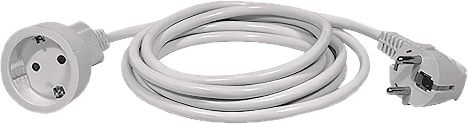 EMOS Extension Cable 10 m Schuko Power Extension for Indoor IP20 H05VV-F3G 1.5 mm² Child Protection, White, 10 metres