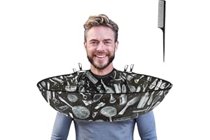 Lilian&Gema Hair Cloak Cape, Adjustable Haircut Cape Umbrella, Waterproof Hair Cloak Barber Cape, Foldable Hairdressing Umbrella Cape with Black Comb, for Adults and Kids, Salon and Home Use