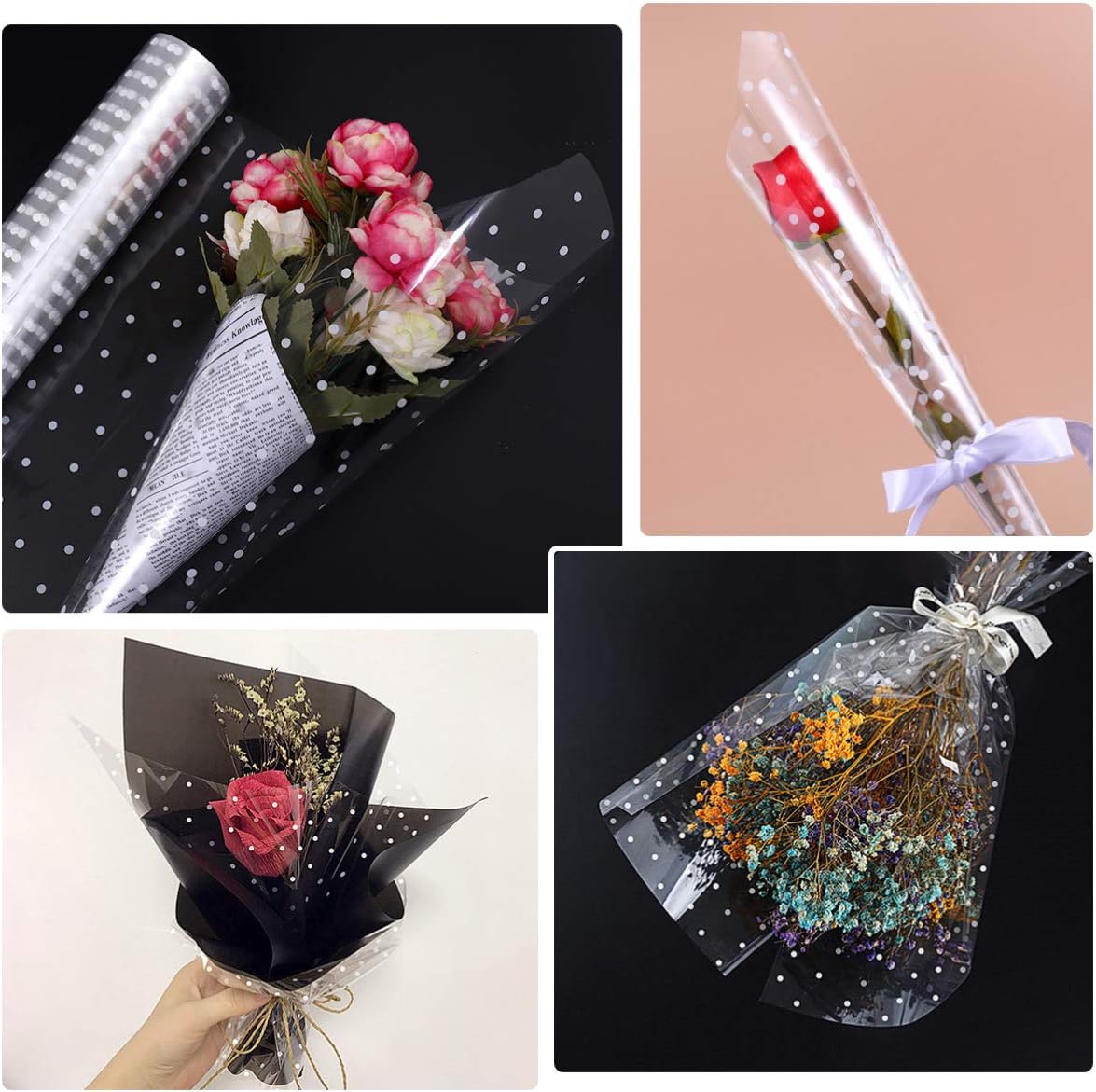 NUOBESTY Clear Cellophane Wrap Roll | 2.5 Mil Thickness Gift Wrap Cellophane Roll Cello Rolls for Gifts Baskets Flowers Arts Crafts: Health & Personal Care