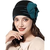 Sumolux Beanie Hats for Women Wool Skull Cap Beret Floral Cuffed French Vintage Dress Cloche Classic Winter 1920s