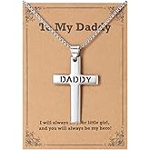 Lcherry Father's Day Gifts Cross Necklace, Stainless Steel Cross Pendant Necklace for Men Birthday Religious Gifts for Men Dad Son Husband