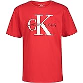 Calvin Klein Boys Short Sleeve Logo Crew Neck T-Shirt, Soft, Comfortable, Relaxed Fit
