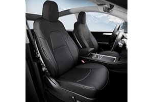 LOZUZ Seat Covers for Tesla Model 3 Seat Covers 2023-2017 Car Interior Seat Cover Model 3 Black Nappa Leather Car Seat Accessories(Black Nappa Full Set)