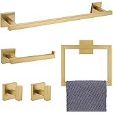 YACVCL Towel Bar Set, 5-Piece Brushed Gold Bathroom Hardware Set, Gold Bathroom Accessories Set, SUS304 Stainless Steel 23.6 Inch Towel Holder Towel Racks Set Wall Mounted
