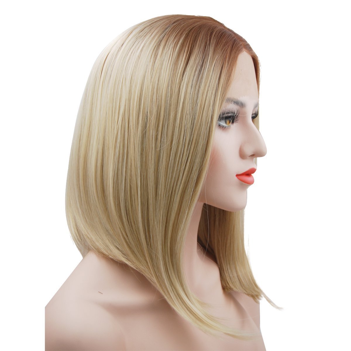 eNilecor Blonde Wig, Lace Front Wigs Straight Bob Wigs Medium Long Shoulder Length Synthetic Hair Replacement Wig Ombre 2 Tone for Women (14\