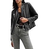 AllSaints womens Cawley Leather Biker Jacket