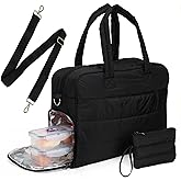 SHLORZER Laptop Work Bag with Lunch Compartment – Large Lunch Tote for Women with Matching Wallet for Work, Office, Travel | 3 in 1 Tote Bag | 17.3 Inch Laptop Puffer Tote