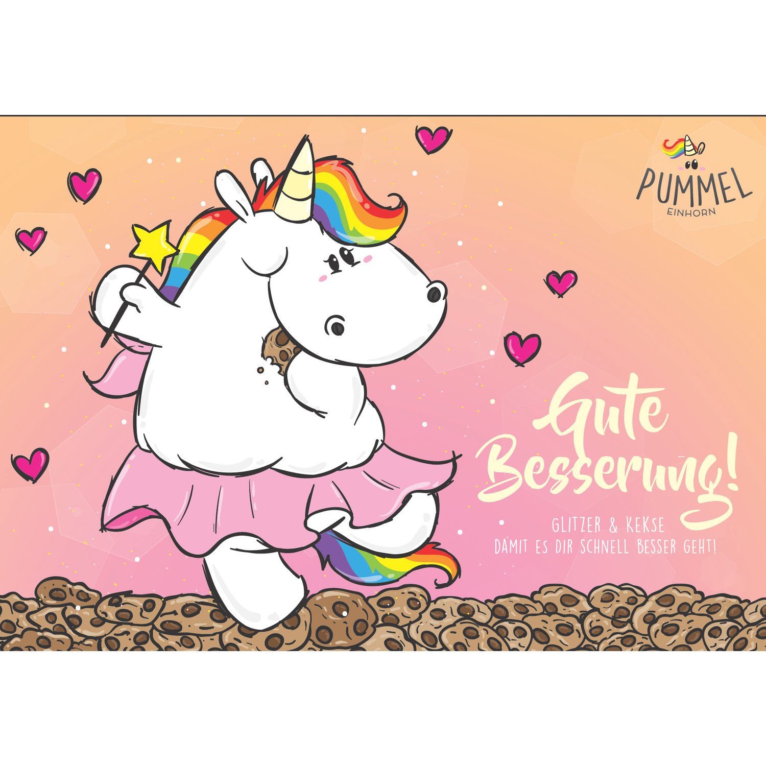 'Pummel A Horn Greeting Card and Envelope, No. 8, Get Well Soon. "