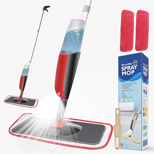 Spray Mop, Winpok Floor Cleaning Mop with 2 Reusable and Dust Scraping