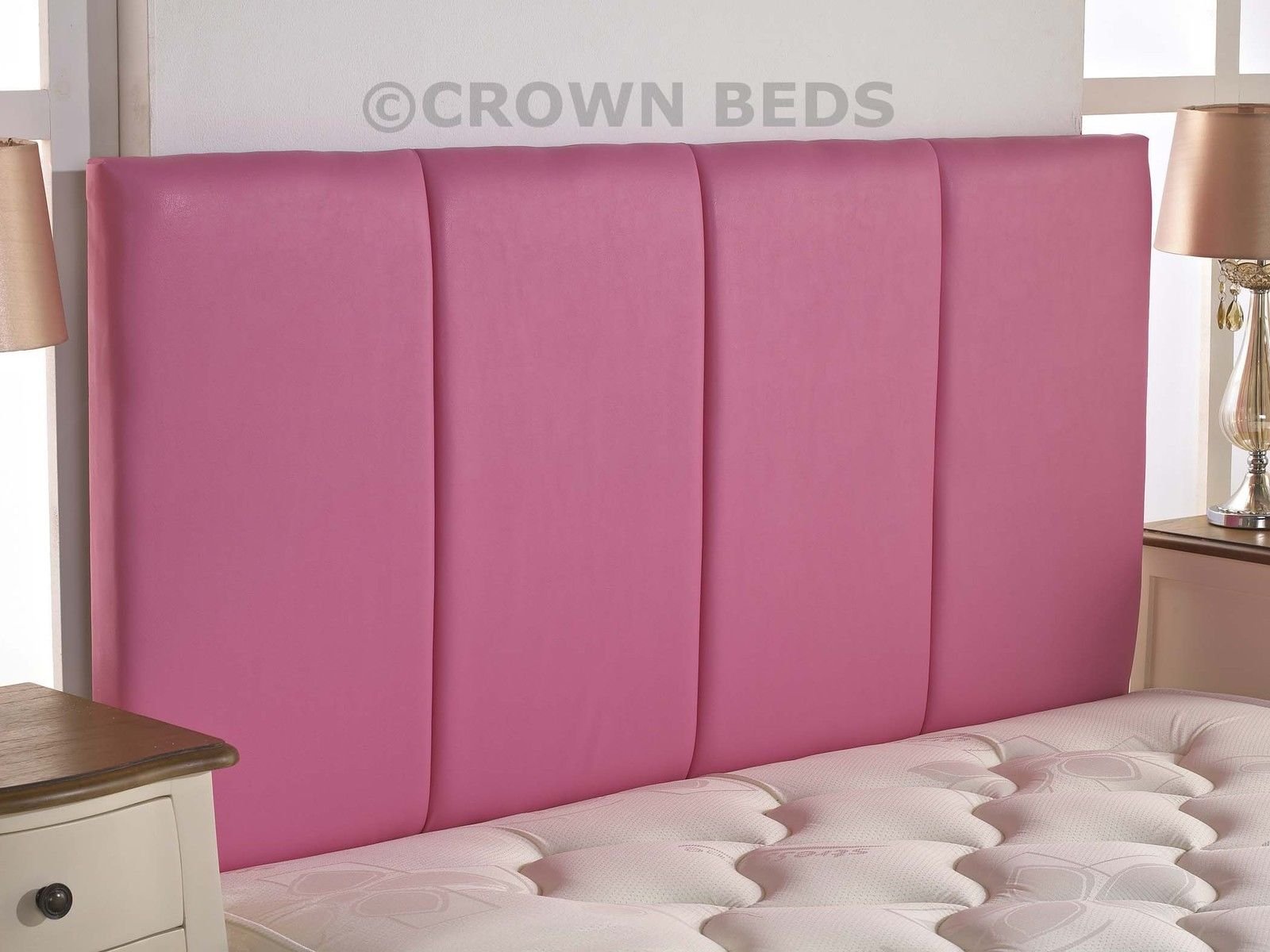 QUALITY FAUX LEATHER SANDRINGHAM HEADBOARD IN 2ft6,3ft,4ft,4ft6,5ft,6ft NEW!!!!! (2FT6 SMALL SINGLE, PINK)