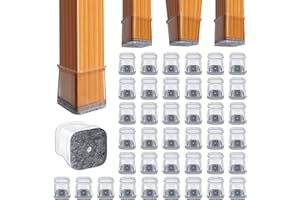 BUMACO Chair Leg Floor Protectors Square Chair Leg Protectors for Hardwood Floors Silicone Pads Covers to Protect Floors(Clear-40 Pcs, Square L (1.02"-1.6")