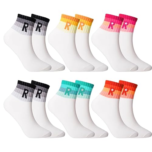 Aquzhou 6 Pairs Trainer Ankle Socks Women 4-7, Running Socks Women Sports Socks, Ladies Breathable Cotton Casual Athletic Gym Sock