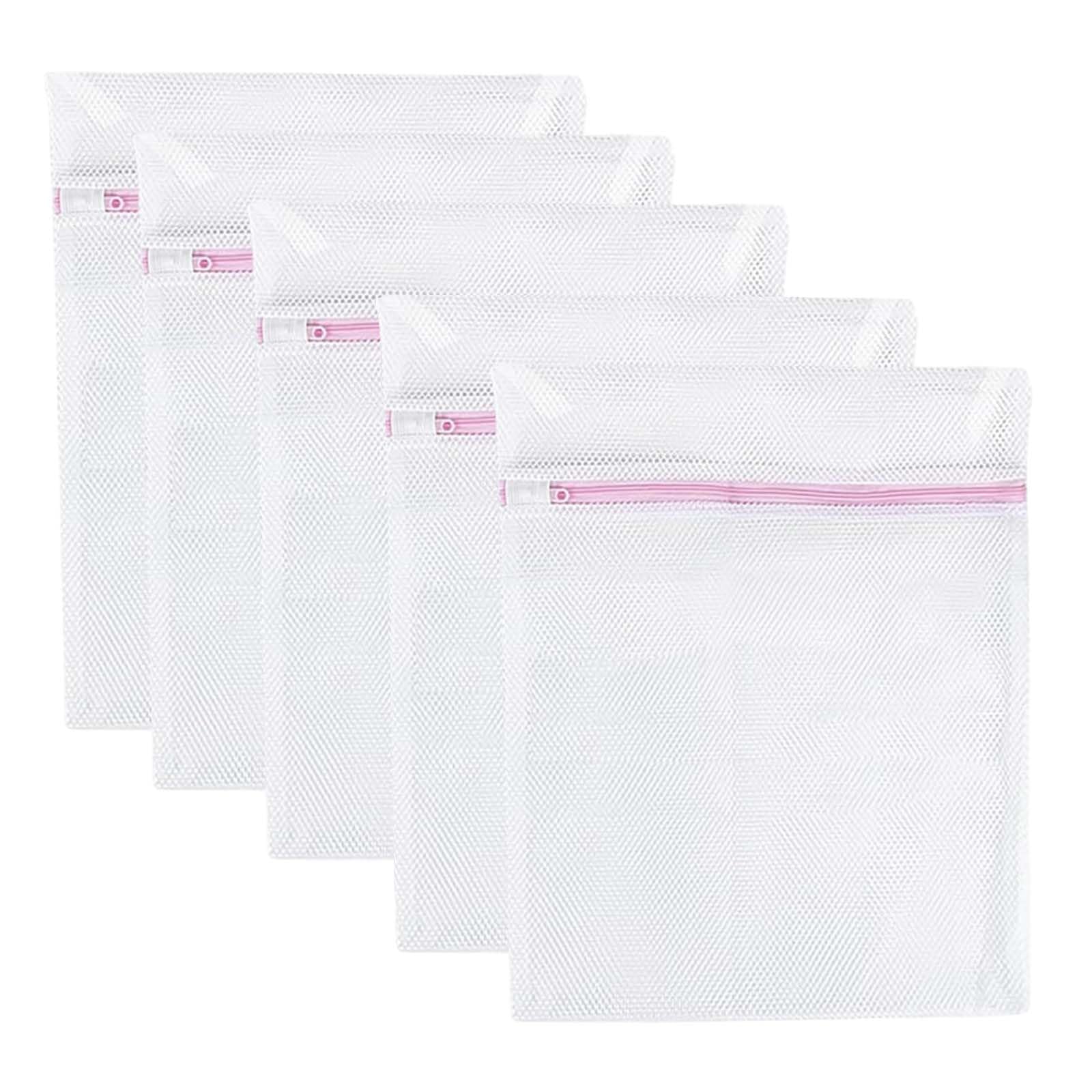 Vexquivera 5PCS Laundry Bags 30x40cm Mesh Laundry Bag for Washing Machine Reusable Durable Washing Machine Bags with Zip for Clothes,Hosiery,Underwear,Bra,Lingerie Baby Clothes(White)