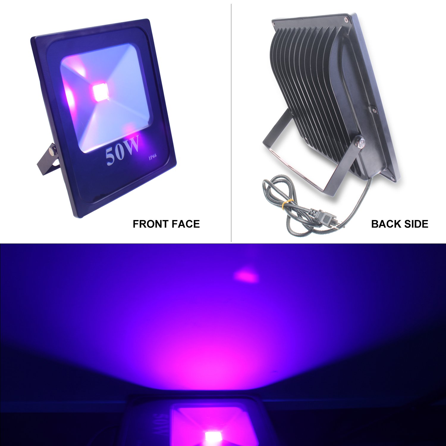 Exulight UV LED Flood Light, 50W High Power UV Ultraviolet Blacklight