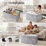 Home Republic Large Faux Leather Ottoman Storage Box Crushed Velvet Silver Grey view 4