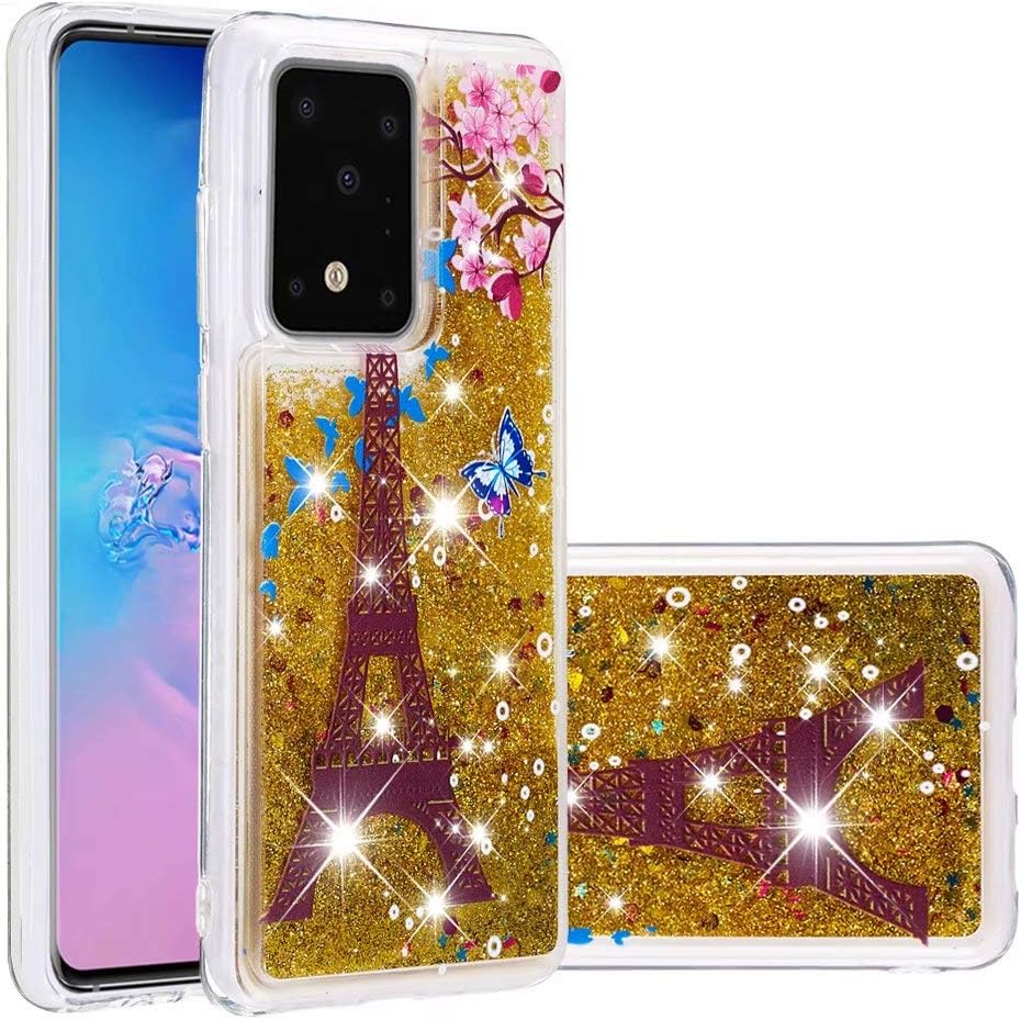 Samsung Galaxy A01 Case, 3D Glitter Quicksand Flowing Liquid Bling Sparkle Cute Clear Transparent TPU Gel Silicone Shockproof Cover Protective Case Girls Women for Samsung Galaxy A01 Iron Tower