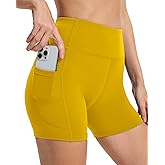 JCFSYXGS Workout Yoga Biker Shorts for Women with Pockets,Soft High Waisted Tummy Control Running Gym Shorts
