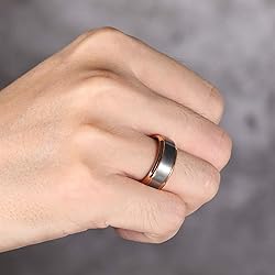 TRUMIUM 8mm Mens Wedding Bands Rose Gold Plated