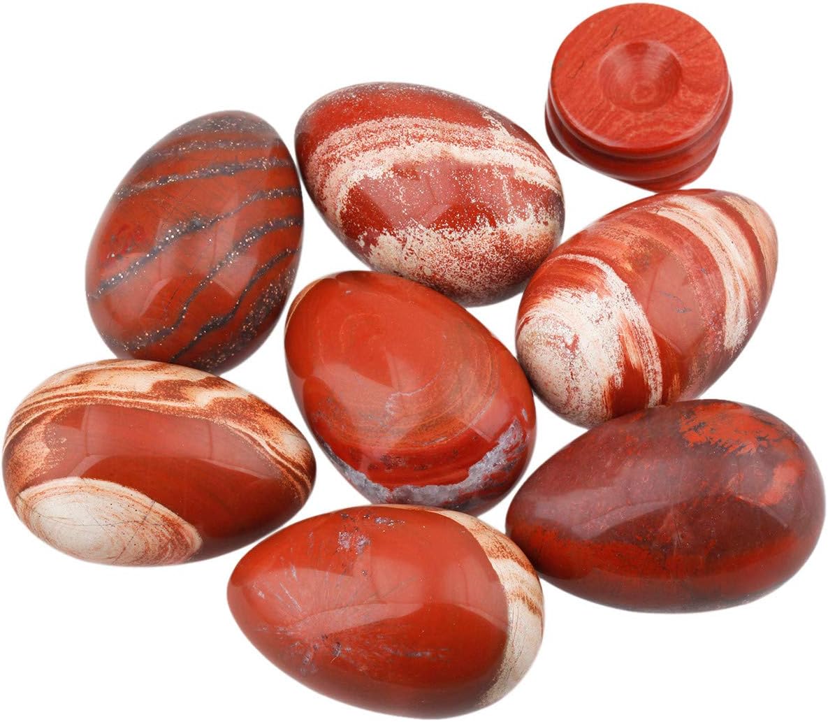 KYEYGWO Red Jasper Carved Eggs with Stand, Healing Crystal Meditation Chakra Balancing Reiki Crafts Home Decoration - Image 4
