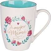 Christian Art Gifts Taza de Café de Cerámica Floral Aguamarina - 12 oz. Taza de Café y Té Inspirador de Las Escrituras No Tóxica Sin Plomo ni Cadmio Para Mamá Con Palabras Alentadoras: Le Mejor Mamá