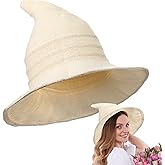 Boyiee Knitted Witch Hat Foldable Wide Brim Cap Pointed Felt Hat for Women Halloween Cosplay Costume Masquerade Accessory