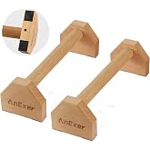 AnExer Wooden Parallettes Bars, 2 PCS Push Up Bars with Non-Slip Base | Push Up Stands, 330 lb Capacity, Solid Wood, Calisthenics Equipment, for Men and Women Strength Training L-Sit