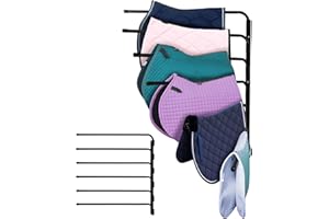 Montex Saddle Pad Rack, Horse Blanket Rack Wall Mount Heavy Duty 180 Degree Swivel, 6 Bar Extra Long Arms Well-Spaced, Horse Blanket Holder for Various Accessories