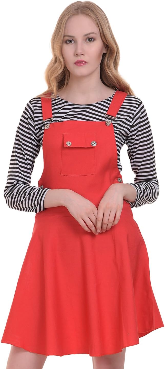 DIMPY GARMENTS BuyNewTrend Cotton Lycra Dungaree Skirt with Top for Women