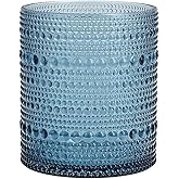 FORTESSA Orbetto Outdoor Hobnail Plastic Drinkware, 10.5 Ounce Double Old Fashioned Outdoor Glass (Set of 4), Break-Resistant Acrylic Drinkware Collection, Cornflower Blue