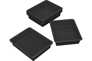 Storex Letter Size Flat Storage Tray – Organizer Bin for Classroom, Office and Home, Black, 5-Pack (62516U05C), 10 x 13 x 3 Inches