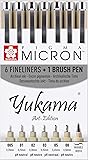Sakura Pigma Yukama® Art-Edition, 6 Pigma Micron Fineliner + 1 Pigma Brush Pinselstift, Schwarz