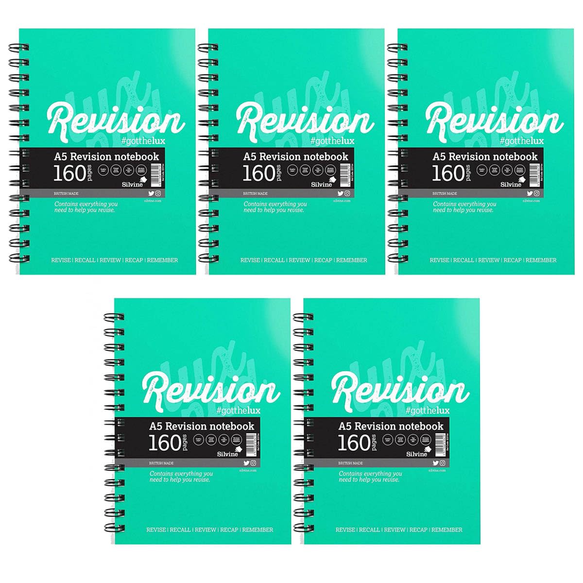 Silvine Luxpad Revision Notebooks A4 - Pack of 5