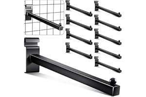 Oudain Gridwall Hooks 12 Inch Grid Wall Hangers Display Peg Hooks Slat Wall Accessories for Wire Panels Shelf(Black,10Pcs)