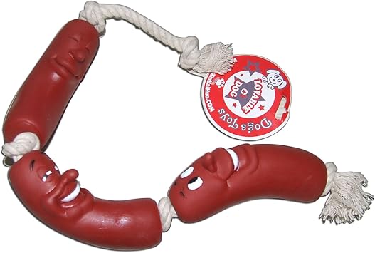 sausages on a rope dog toy