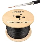 MOOKEERF RG58 Coaxial Cable - 100ft Low Loss 50 Ohm Coax for WiFi/Router Signal Booster Amplifier Extension
