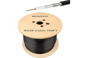 MOOKEERF RG58 Coaxial Cable - 100ft Low Loss 50 Ohm Coax for WiFi/Router Signal Booster Amplifier Extension