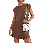 PRETTYGARDEN Women's Summer Short T Shirt Dress Cap Sleeve Crew Neck Casual Loose Basic Mini Dresses