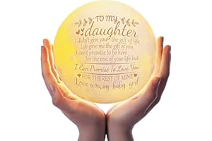 Funnli Mothers Day Gifts for Daughter, Daughter Birthday Gift Moon Lamp, Christmas Anniversary Wedding Birthday Gifts for Daughter from Mom Dad, 3D Printed LED Night Light with Wooden Stand