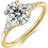 Whurlda 1.5CT /2CT Moissanite Engagement Ring for Women Oval Cut 14K Gold Vermeil Plated S925 Silver Wedding Promise Ring Valentine's Day Mother's Day Anniversary Christmas Gift for Her Size 5-12