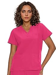 floralhue Scrub Tops for Women, Curved V-Neck Scrub