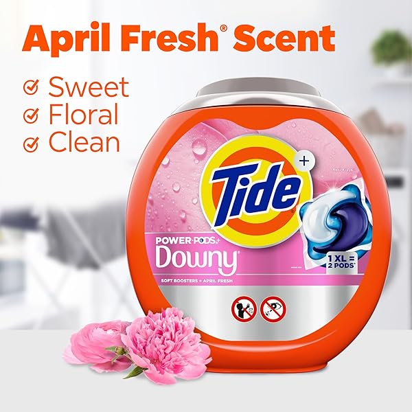 TIDE POWER PODS + DOWNY LAUNDRY DETERGENT PODS, 45 COUNT, SOFT BOOSTERS + APRIL FRESH