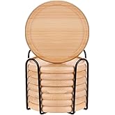 LanZhiYa Bamboo 4 inch coaster [8 pcs] Coasters with Holder - Drinking Coasters - Cup Mat for Drinks - Live for Hot or Cold Drink - Non-slip and non-stick,Suitable for Kinds Cups and Living Room Decor