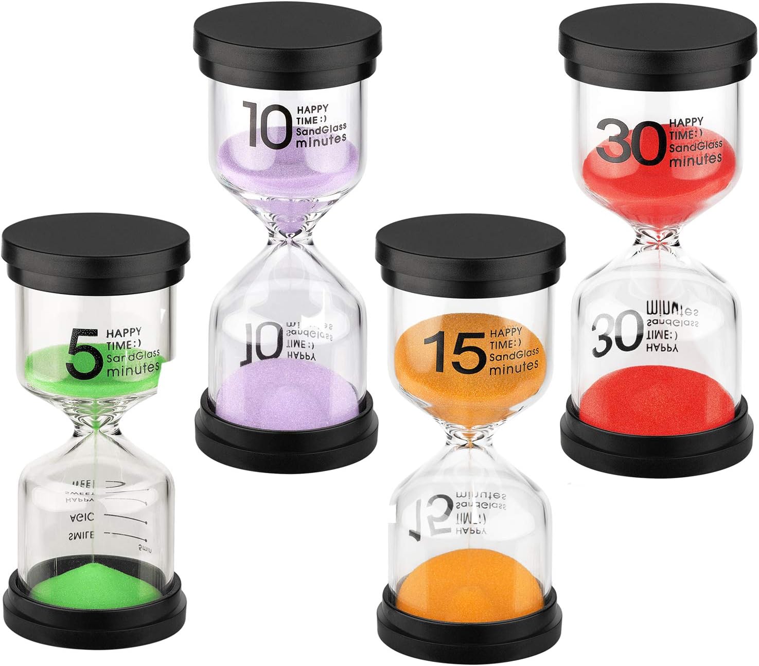 KSMA Sand Timer 4 Colors Sandglass Timer Set, Colorful