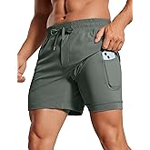 CRZ YOGA Mens 2 in 1 Running Shorts 5" - Lined Workout Quick Dry for Workout Sports Athletic with Pockets