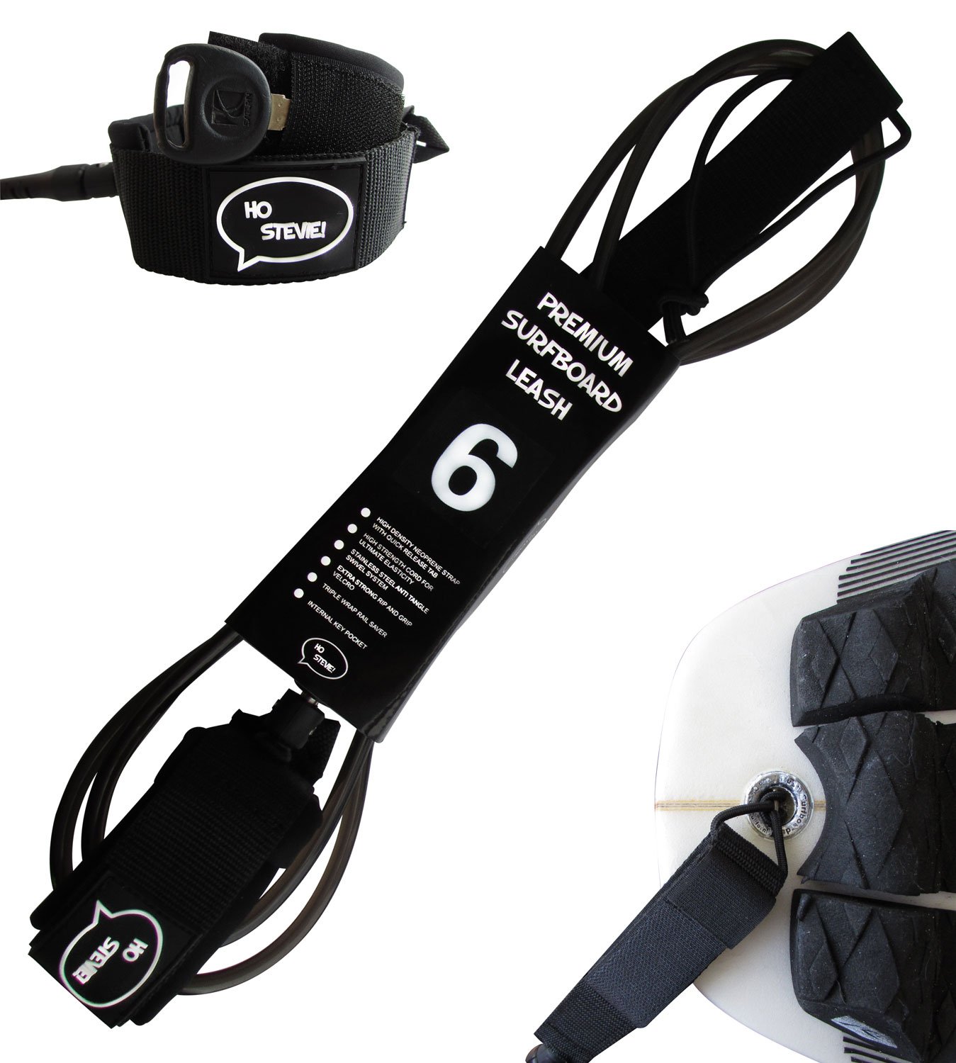 Ho Stevie! Premium Surf Leash [1 Year Warranty] Maximum Strength