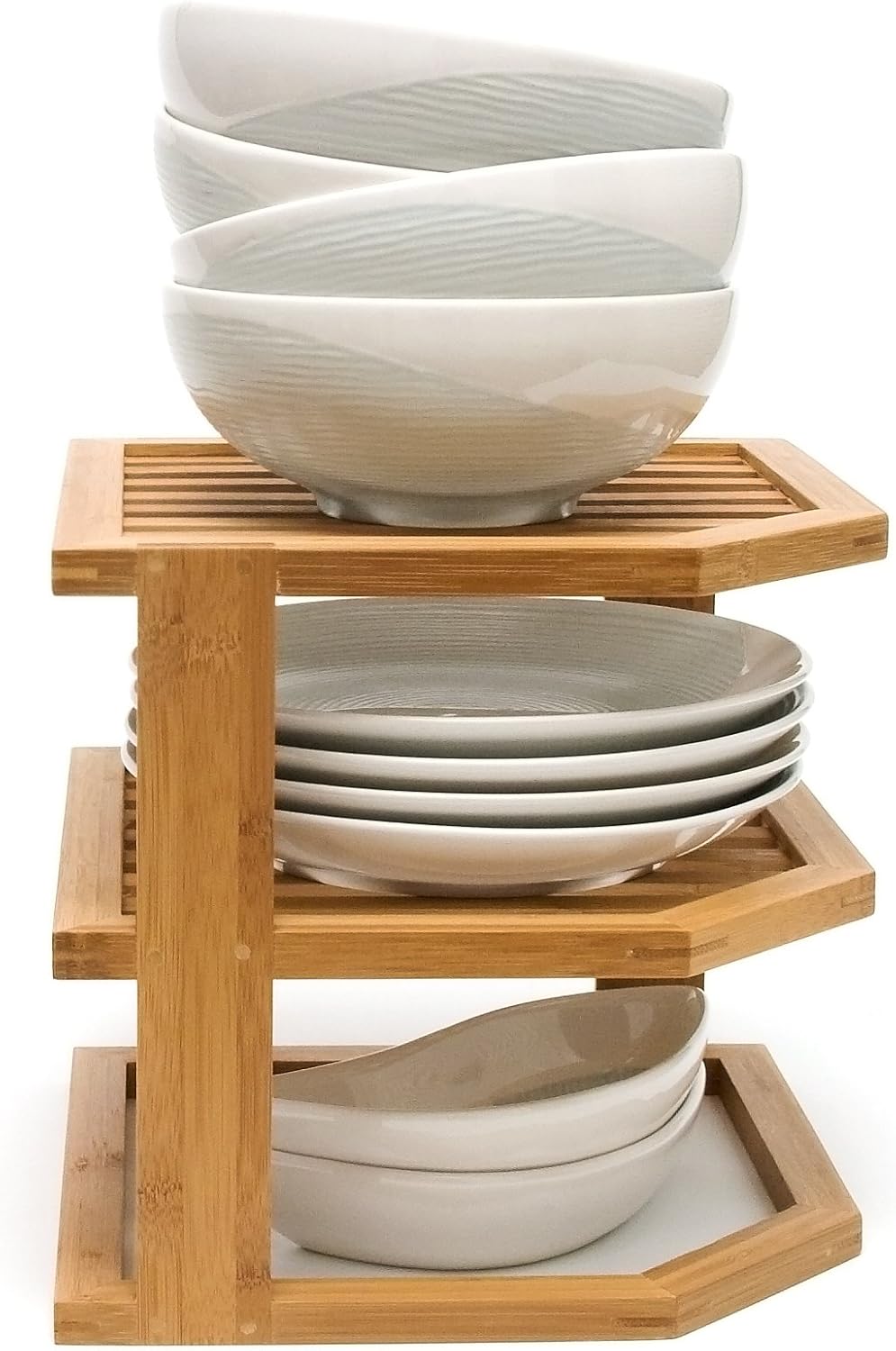 Lipper International 8883 Bamboo Wood 3-Tier Corner Kitchen Storage Shelf, 10" x 10" x 9-1/2": Home & Kitchen