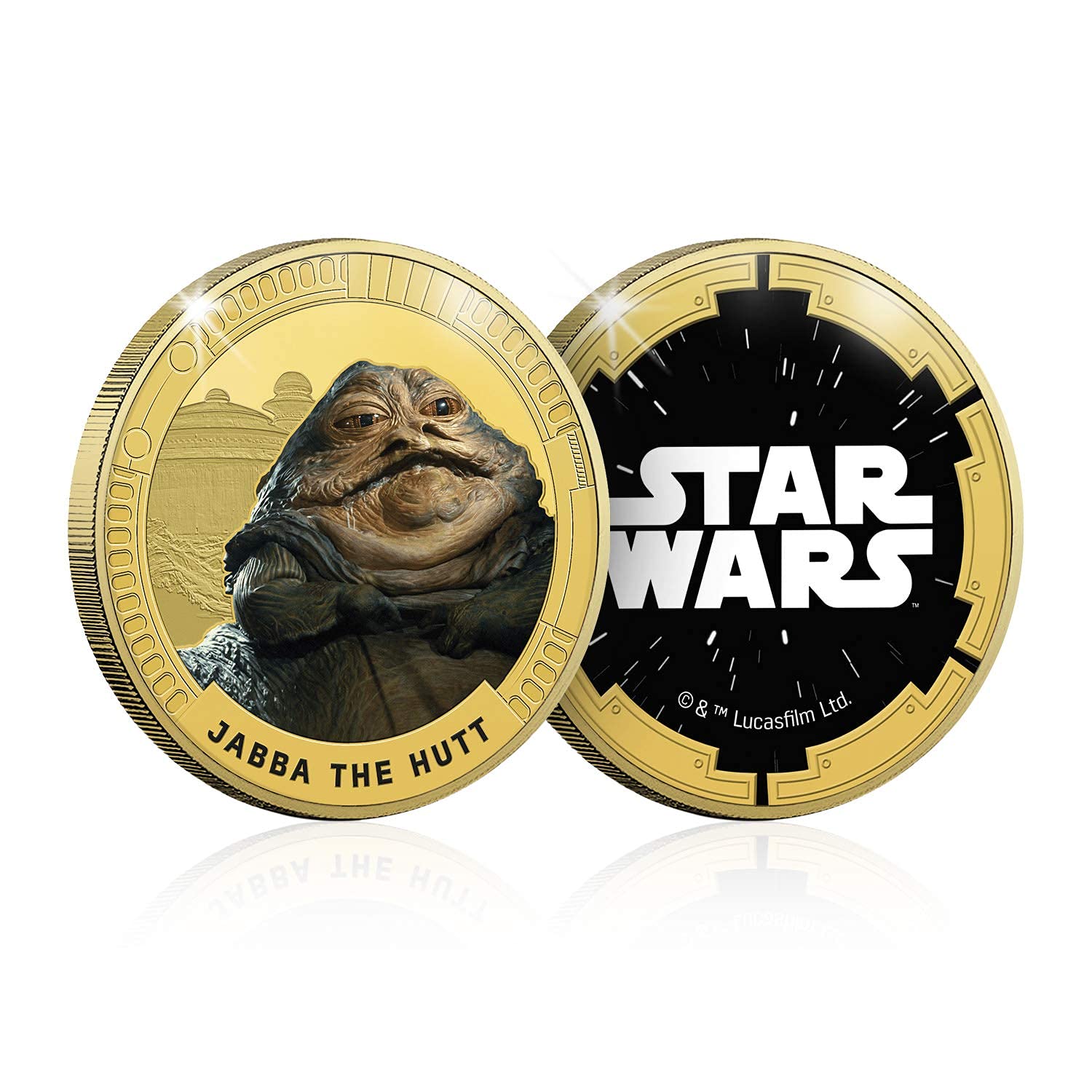 IMPACTO COLECCIONABLES Star Wars Episode IV - VI Original Trilogy - Jabba - Limited Edition Collectable Gold Commemorative Coin / Medal